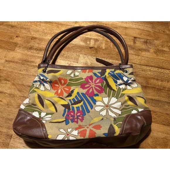 RELIC Fossil Floral Canvas Purse Leather Accents Boho Cottagecore Summer Handbag - Picture 6 of 14